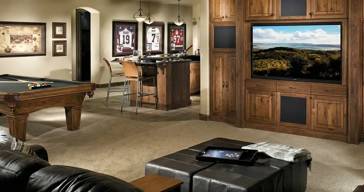finished basement remodeling project transforming a basement into a comfortable living space in Green Bay, WI