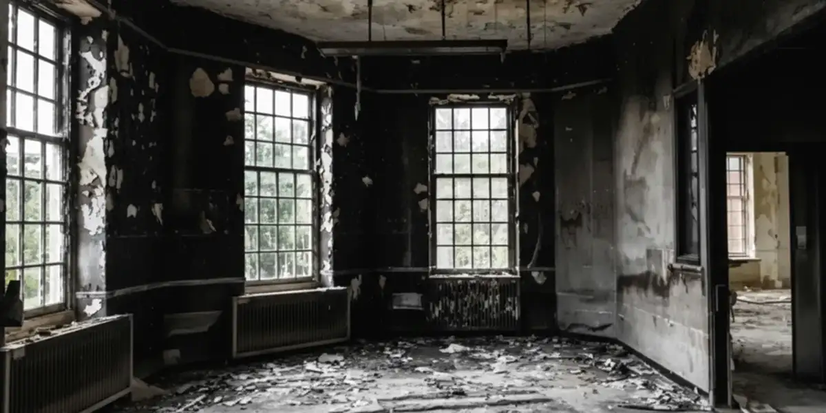 fire damage repair addressing severe interior damage and smoke residue inside a burned home in Green Bay, WI