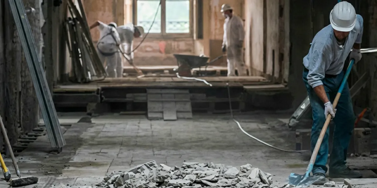 fire damage restoration professionals performing structural cleanup and restoration after a fire in Green Bay, WI