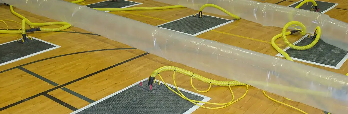 water clean up drying system set up to remove moisture and prevent further damage in Green Bay, WI